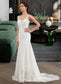 Ariel Trumpet/Mermaid V-neck Court Train Lace Stretch Crepe Wedding Dress With Sequins DKP0013738