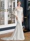 Kaya Trumpet/Mermaid Illusion Chapel Train Stretch Crepe Wedding Dress With Lace DKP0013740