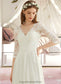 Layla A-Line V-neck Floor-Length Chiffon Lace Wedding Dress DKP0013745