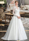 Katharine Ball-Gown/Princess V-neck Court Train Satin Wedding Dress With Bow(s) DKP0013746