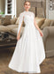 Skyler A-Line High Neck Floor-Length Chiffon Wedding Dress DKP0013748