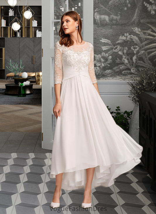 Diya A-Line Illusion Asymmetrical Wedding Dress With Lace DKP0013749