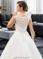 Camille Ball-Gown/Princess Scoop Neck Sweep Train Organza Lace Wedding Dress With Beading Sequins DKP0013751