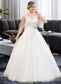 Camille Ball-Gown/Princess Scoop Neck Sweep Train Organza Lace Wedding Dress With Beading Sequins DKP0013751