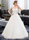 Camille Ball-Gown/Princess Scoop Neck Sweep Train Organza Lace Wedding Dress With Beading Sequins DKP0013751