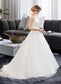 Camille Ball-Gown/Princess Scoop Neck Sweep Train Organza Lace Wedding Dress With Beading Sequins DKP0013751