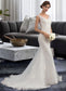 Kimberly Trumpet/Mermaid V-neck Court Train Tulle Wedding Dress DKP0013758