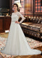 Taniyah Ball-Gown/Princess Scoop Neck Sweep Train Tulle Wedding Dress DKP0013759