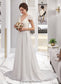 Michelle A-Line V-neck Sweep Train Chiffon Wedding Dress With Ruffle DKP0013761