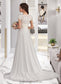 Michelle A-Line V-neck Sweep Train Chiffon Wedding Dress With Ruffle DKP0013761