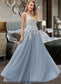 Emerson Ball-Gown/Princess V-neck Floor-Length Tulle Wedding Dress With Lace DKP0013763