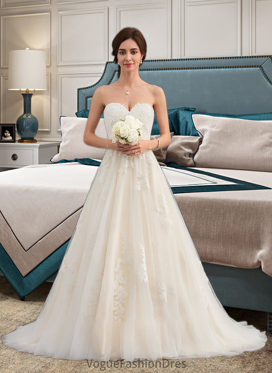 Armani Ball-Gown/Princess Sweetheart Court Train Tulle Wedding Dress With Ruffle Beading DKP0013766