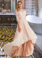 Erica A-Line Asymmetrical Satin Tulle Lace Wedding Dress With Sequins DKP0013769