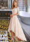 Erica A-Line Asymmetrical Satin Tulle Lace Wedding Dress With Sequins DKP0013769