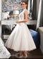 Gabriella Ball-Gown/Princess Scoop Neck Tea-Length Tulle Lace Wedding Dress With Beading Sequins DKP0013773