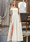 Jadyn Ball-Gown/Princess Off-the-Shoulder Floor-Length Satin Wedding Dress With Split Front Pockets DKP0013774