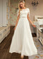 Marlee A-Line Scoop Neck Floor-Length Chiffon Lace Wedding Dress With Sequins DKP0013775