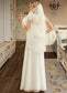 Marlee A-Line Scoop Neck Floor-Length Chiffon Lace Wedding Dress With Sequins DKP0013775