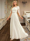 Marlee A-Line Scoop Neck Floor-Length Chiffon Lace Wedding Dress With Sequins DKP0013775