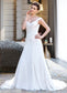 Angel A-Line V-neck Court Train Chiffon Wedding Dress With Lace Beading Sequins DKP0013776