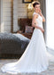 Angel A-Line V-neck Court Train Chiffon Wedding Dress With Lace Beading Sequins DKP0013776