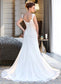 Angel A-Line V-neck Court Train Chiffon Wedding Dress With Lace Beading Sequins DKP0013776