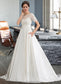 Lainey Ball-Gown/Princess Scoop Neck Court Train Satin Wedding Dress With Beading Sequins Pockets DKP0013777