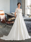 Lainey Ball-Gown/Princess Scoop Neck Court Train Satin Wedding Dress With Beading Sequins Pockets DKP0013777