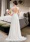 Charlee A-Line V-neck Sweep Train Chiffon Wedding Dress With Split Front DKP0013782