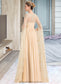 Carly A-Line Square Neckline Floor-Length Chiffon Wedding Dress With Ruffle Beading DKP0013783