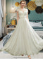 Karma A-Line V-neck Floor-Length Wedding Dress With Lace Beading Sequins DKP0013784