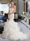 Brenna Trumpet/Mermaid Sweetheart Sweep Train Organza Lace Wedding Dress DKP0013786