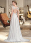 Elyse A-Line V-neck Sweep Train Chiffon Wedding Dress With Beading Sequins DKP0013792