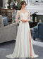 Adison A-Line Illusion Sweep Train Chiffon Wedding Dress With Appliques Lace Split Front DKP0013793