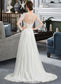 Adison A-Line Illusion Sweep Train Chiffon Wedding Dress With Appliques Lace Split Front DKP0013793