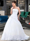 Una Ball-Gown/Princess Strapless Chapel Train Satin Organza Wedding Dress With Lace Beading DKP0013796