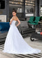 Una Ball-Gown/Princess Strapless Chapel Train Satin Organza Wedding Dress With Lace Beading DKP0013796