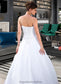 Una Ball-Gown/Princess Strapless Chapel Train Satin Organza Wedding Dress With Lace Beading DKP0013796