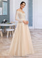 Nadine Ball-Gown/Princess Illusion Chapel Train Wedding Dress With Sequins DKP0013798