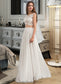 Rylee A-Line Scoop Neck Floor-Length Chiffon Wedding Dress With Beading Sequins DKP0013799