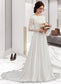 Neveah A-Line Scoop Neck Court Train Chiffon Wedding Dress With Beading DKP0013800