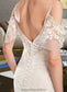 Lauretta Trumpet/Mermaid V-neck Chapel Train Wedding Dress With Beading Sequins DKP0013802