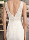 Michaelia Sheath/Column V-neck Court Train Wedding Dress With Sequins DKP0013807