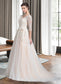 Janae Ball-Gown/Princess V-neck Court Train Tulle Wedding Dress With Beading Appliques Lace Sequins Bow(s) DKP0013809