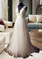 Ayana A-Line V-neck Sweep Train Tulle Wedding Dress DKP0013812