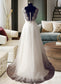 Ayana A-Line V-neck Sweep Train Tulle Wedding Dress DKP0013812