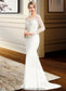 Phoenix Trumpet/Mermaid V-neck Sweep Train Stretch Crepe Wedding Dress With Beading Sequins DKP0013816