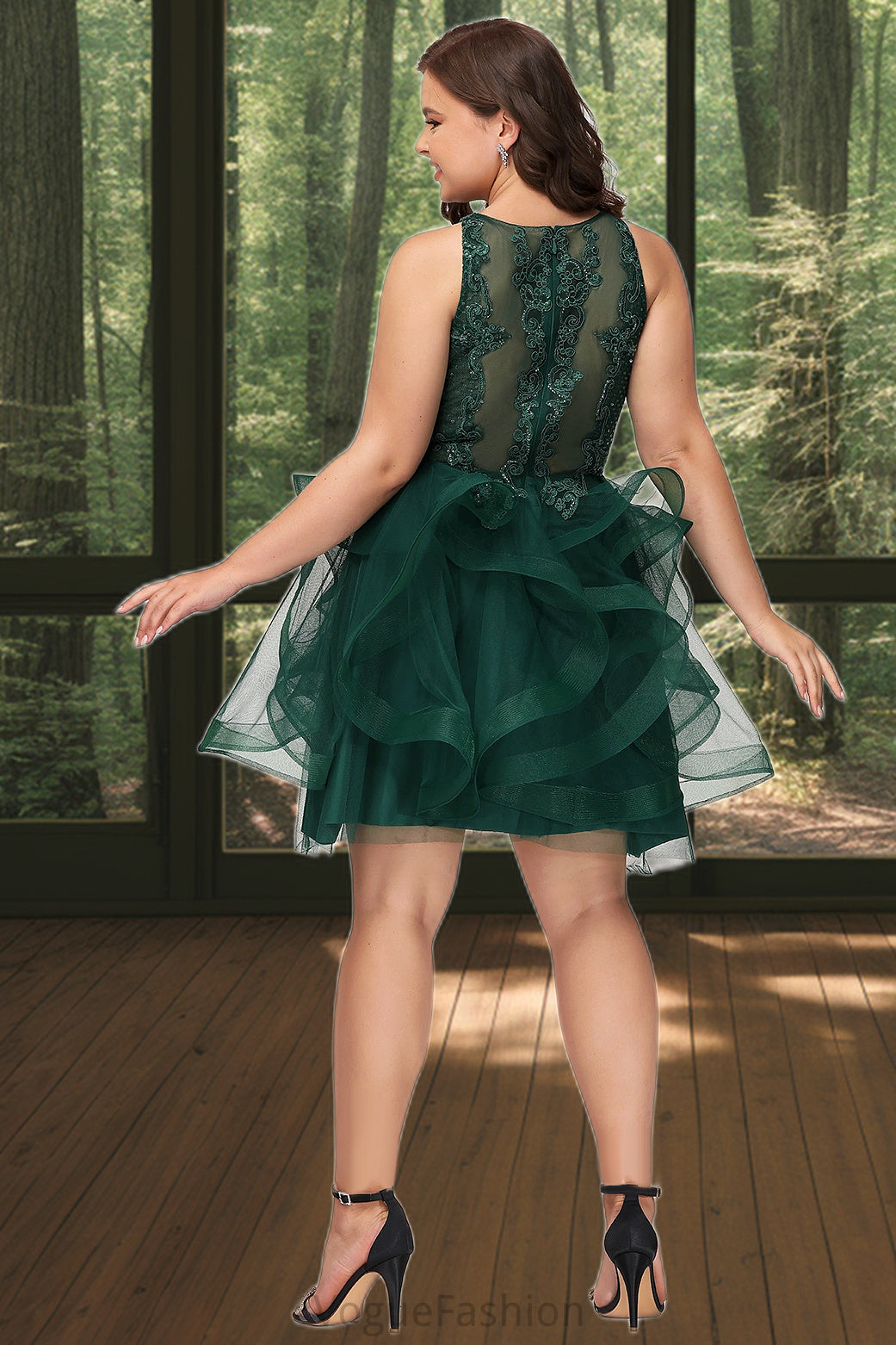 Rosemary Ball-Gown/Princess Scoop Short/Mini Lace Tulle Homecoming Dress With Sequins DKP0020537