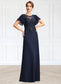 Delilah A-Line Scoop Neck Floor-Length Chiffon Lace Mother of the Bride Dress With Sequins DK126P0014857