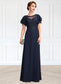 Delilah A-Line Scoop Neck Floor-Length Chiffon Lace Mother of the Bride Dress With Sequins DK126P0014857